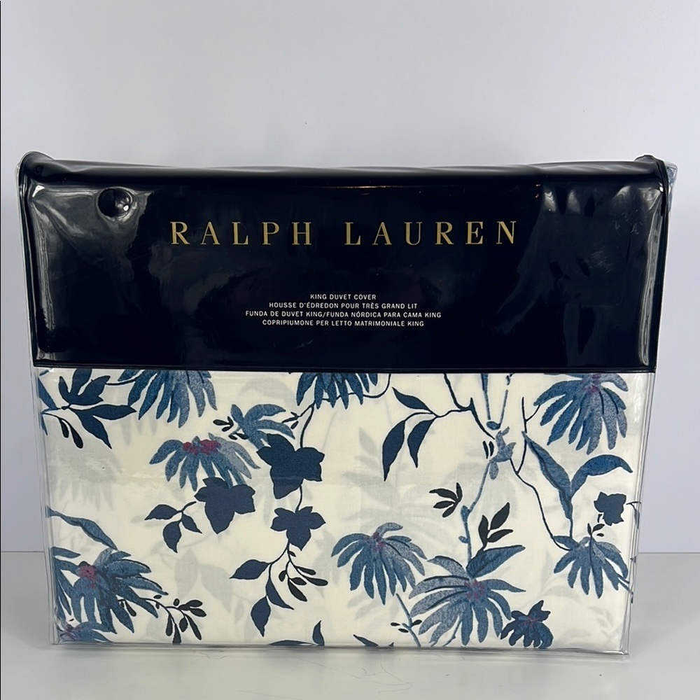 Ralph Lauren Adelaide King Duvet Cover Blue White Floral 108 x 96 NEW